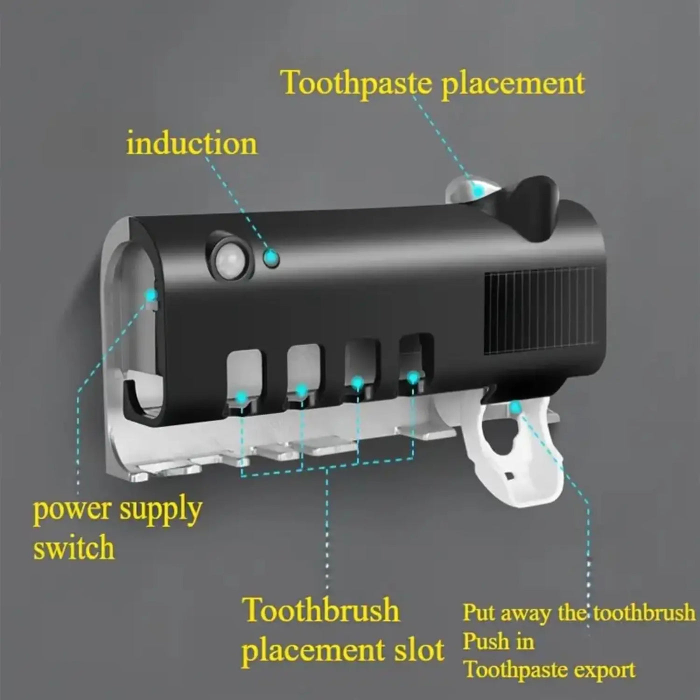 Wall mounted toothpaste dispenser  toothbrush slots - Smart Nest Gadgets