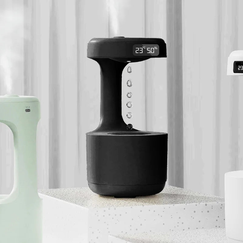Anti-Gravity Water Droplet Humidifier LED Clock Display - Smart Nest Gadgets